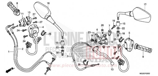 LEVIER DE GUIDON/COMMUTATEUR/CABLE (NC700S/SA) NC700SD de 2013